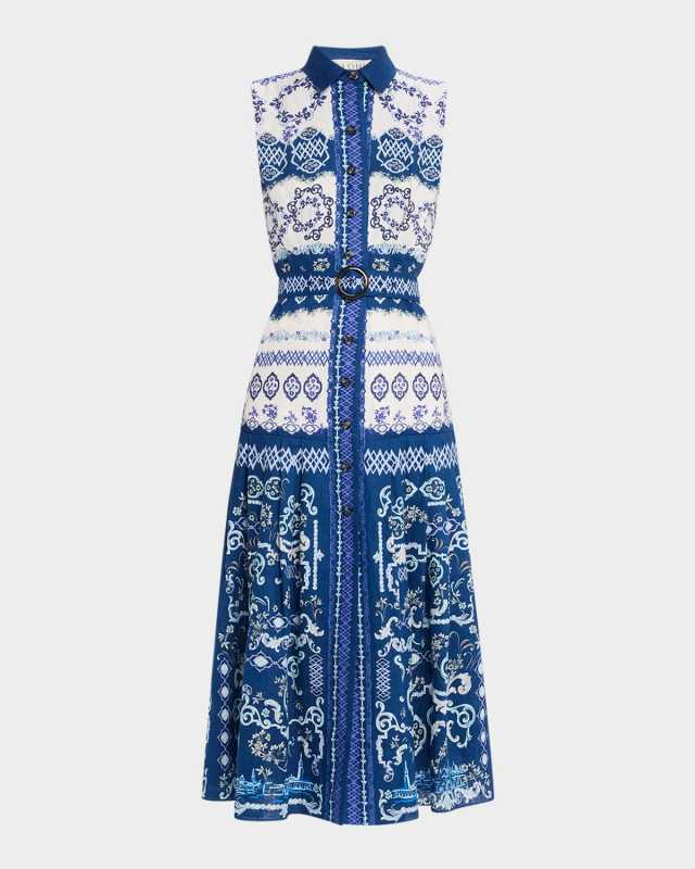 Nya Belted Linen Midi Dress